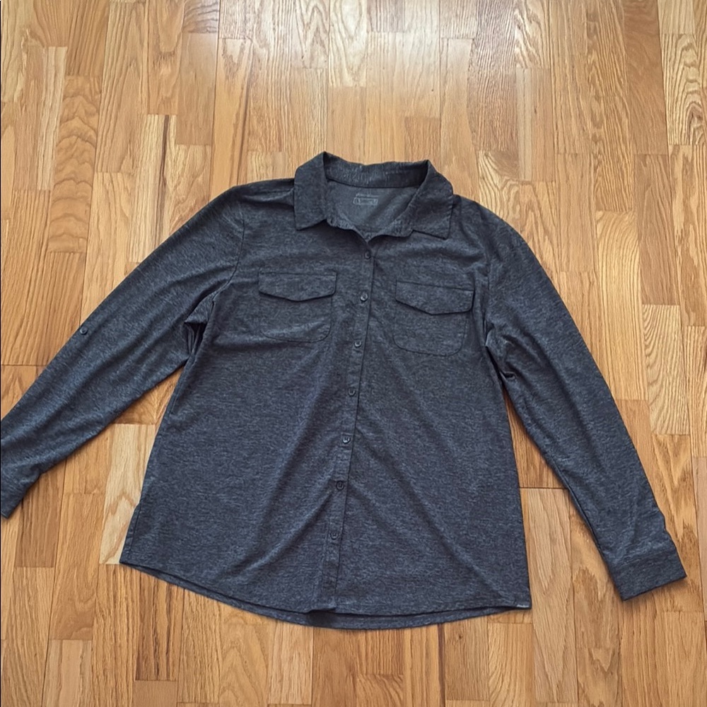 Eddie Bauer Long Sleeve Button-Up Polo Shirt